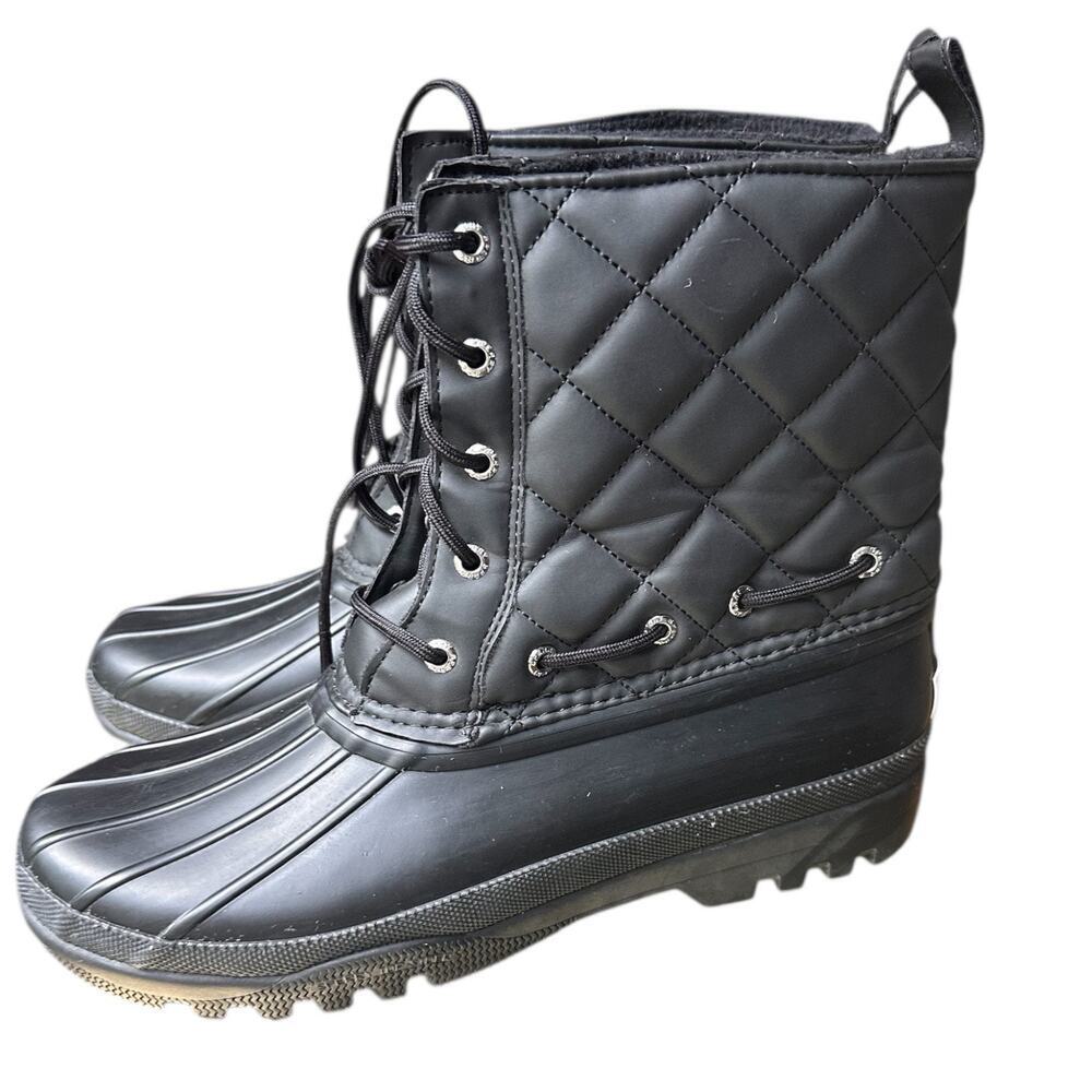 Sperry Quilted Black Waterproof Duck Boots Women’s Size 9